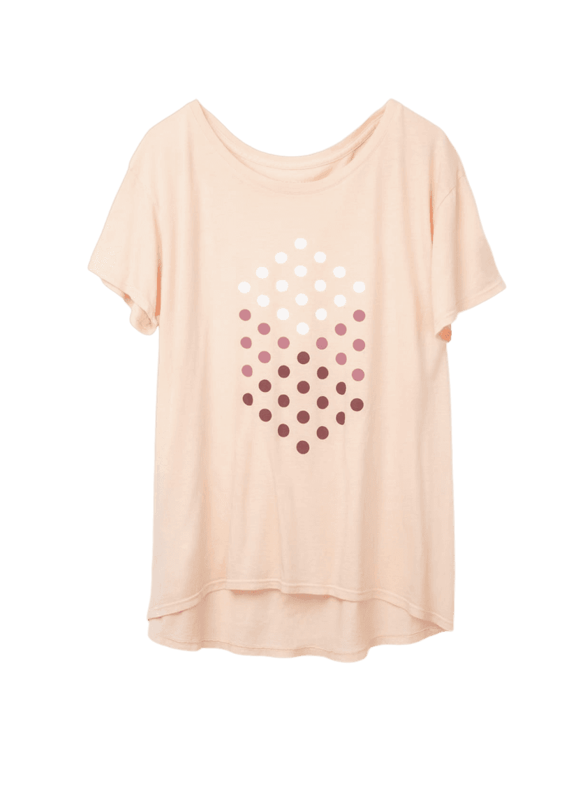 Front of men's Artwork Tee in peach with dots forming an isometric cube.